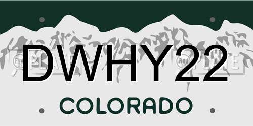 DWHY22 Colorado License Plate