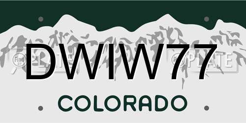 DWIW77 Colorado License Plate