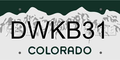 DWKB31 Colorado License Plate