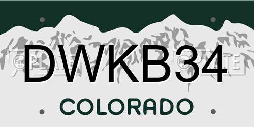 DWKB34 Colorado License Plate