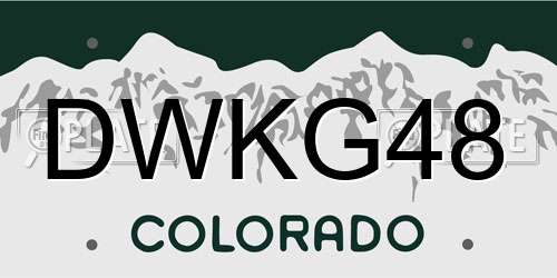 DWKG48 Colorado License Plate