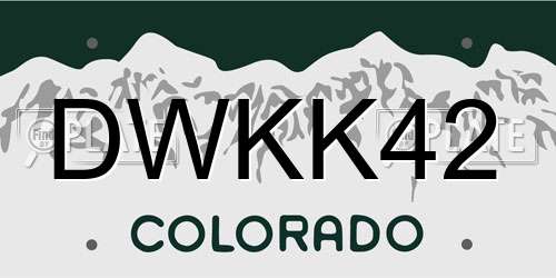 DWKK42 Colorado License Plate