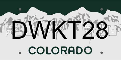 DWKT28 Colorado License Plate