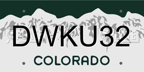 DWKU32 Colorado License Plate