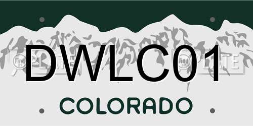 DWLC01 Colorado License Plate