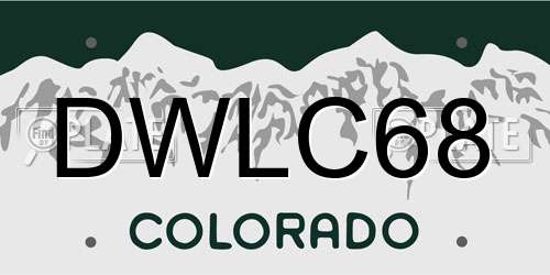 DWLC68 Colorado License Plate