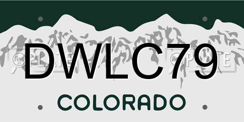 DWLC79 Colorado License Plate