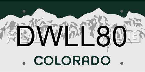 DWLL80 Colorado License Plate