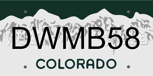 DWMB58 Colorado License Plate