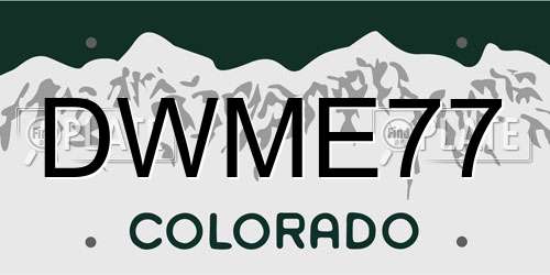 DWME77 Colorado License Plate