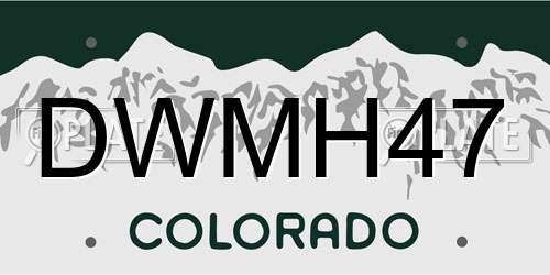 DWMH47 Colorado License Plate