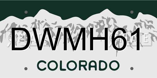 DWMH61 Colorado License Plate