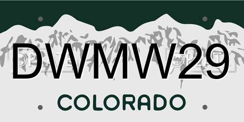DWMW29 Colorado License Plate