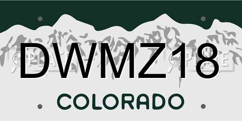 DWMZ18 Colorado License Plate