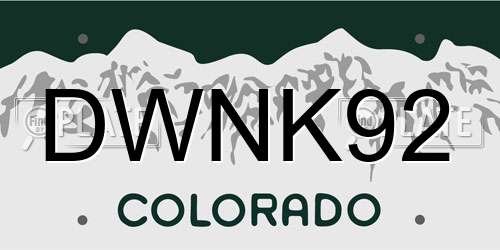 DWNK92 Colorado License Plate