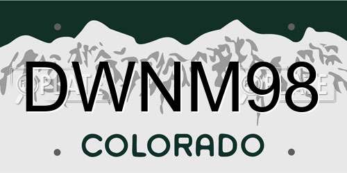 DWNM98 Colorado License Plate
