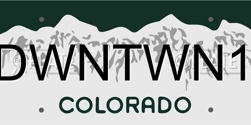 DWNTWN1 Colorado License Plate
