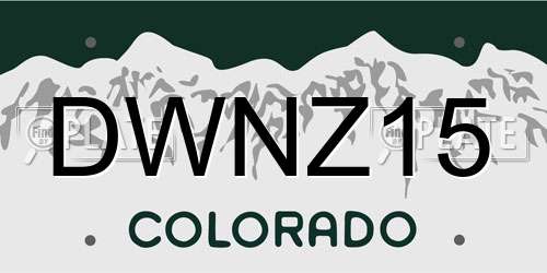 DWNZ15 Colorado License Plate