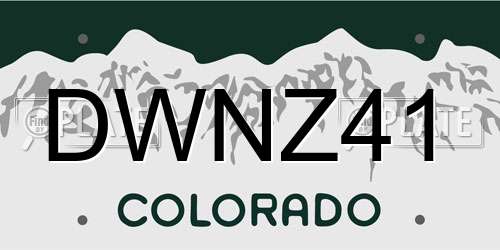 DWNZ41 Colorado License Plate