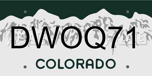 DWOQ71 Colorado License Plate