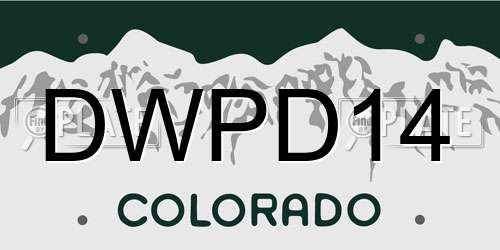 DWPD14 Colorado License Plate
