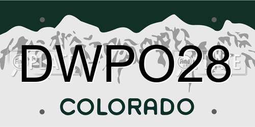 DWPO28 Colorado License Plate