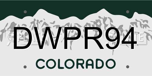 DWPR94 Colorado License Plate