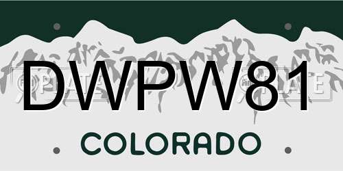 DWPW81 Colorado License Plate