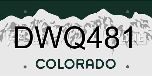DWQ481 Colorado License Plate