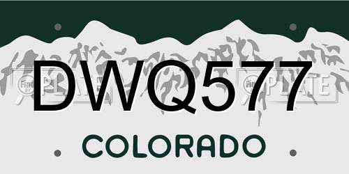 DWQ577 Colorado License Plate
