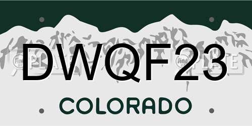 DWQF23 Colorado License Plate