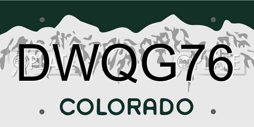 DWQG76 Colorado License Plate