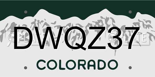 DWQZ37 Colorado License Plate