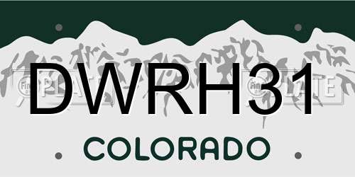 DWRH31 Colorado License Plate