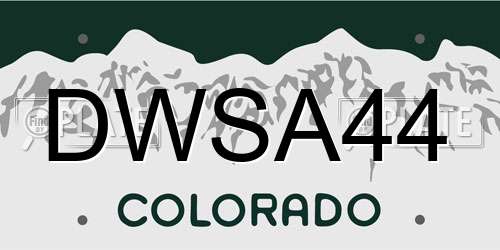 DWSA44 Colorado License Plate