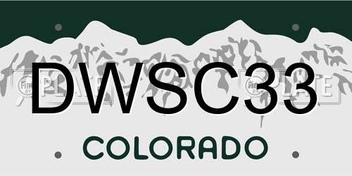 DWSC33 Colorado License Plate