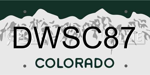 DWSC87 Colorado License Plate
