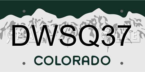 DWSQ37 Colorado License Plate