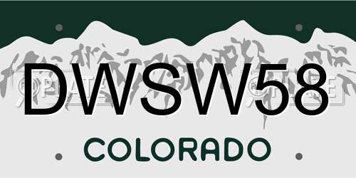 DWSW58 Colorado License Plate