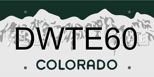 DWTE60 Colorado License Plate