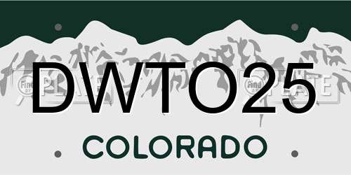 DWTO25 Colorado License Plate