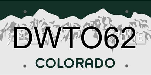 DWTO62 Colorado License Plate