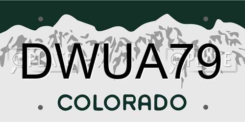 DWUA79 Colorado License Plate