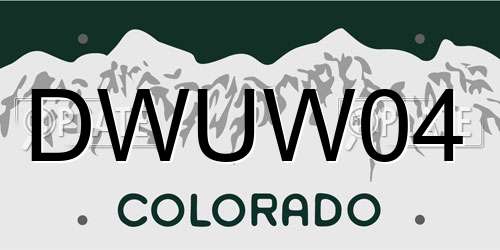 DWUW04 Colorado License Plate