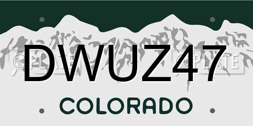 DWUZ47 Colorado License Plate