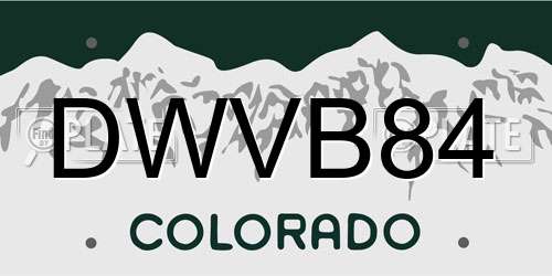 DWVB84 Colorado License Plate