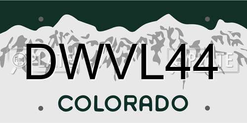 DWVL44 Colorado License Plate