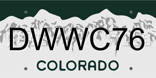 DWWC76 Colorado License Plate