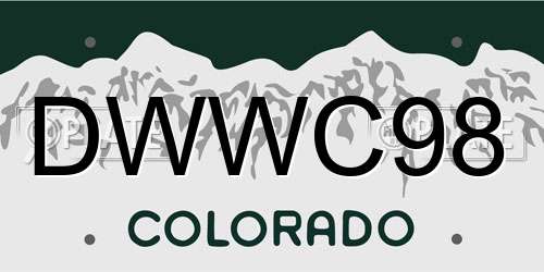DWWC98 Colorado License Plate