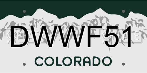 DWWF51 Colorado License Plate